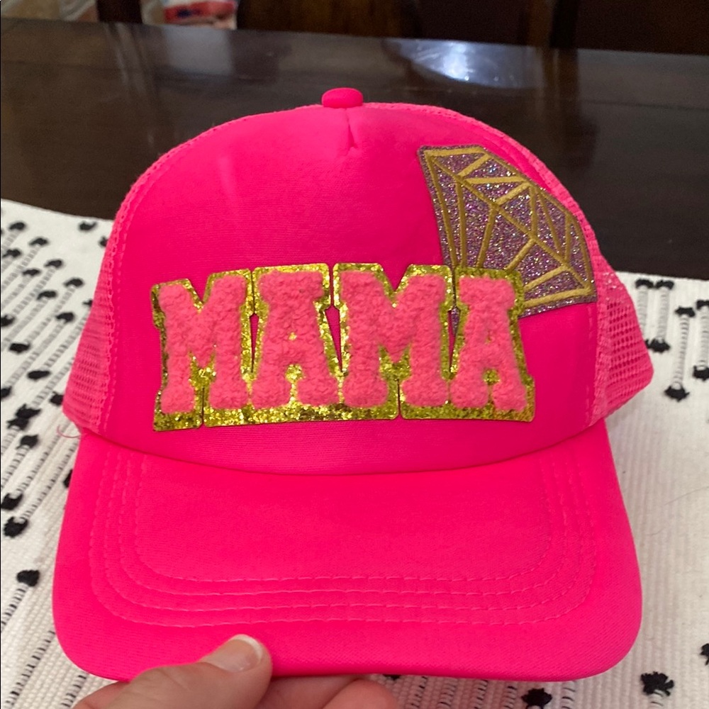 Pink Glitter 'MAMA' Trucker Hat